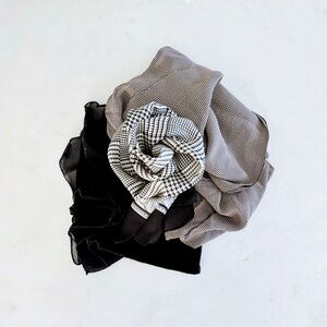 BUNDLE (3) Vintage B&W Houndstooth Pattern Assorted Wrap Scarves